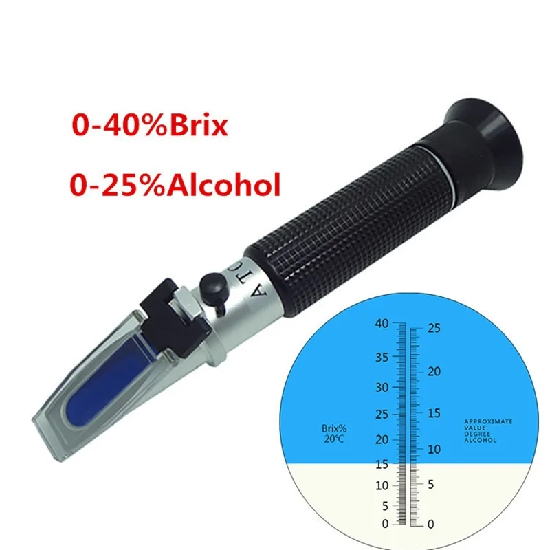 Alcohol Refractometer ATC 0-40% Alcoholometer Handheld Wine Hydrometer Distil 