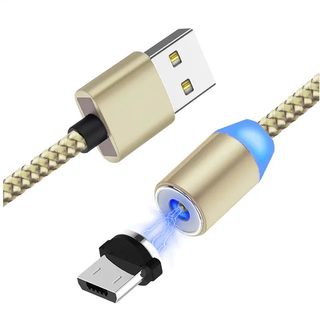 Магнитный Micro USB зарядный кабель для быстрой зарядки для samsung A3 A5 J3 J7 A6 A7 huawei Y5 Y7 P Smart 360 градусов линия - Цвет: Золотой