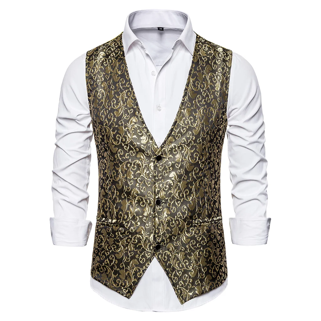 Puimentiua Men's Deluxe Golden Palace Suit Vest Print Steampunk Vest Prom Suit Vest Men's Vest Wedding Formal Vest Men Puimentiua Men's Deluxe Golden Palace Suit Vest Print Steampunk Vest Prom Suit Vest Men's Vest Wedding Formal Vest Men
