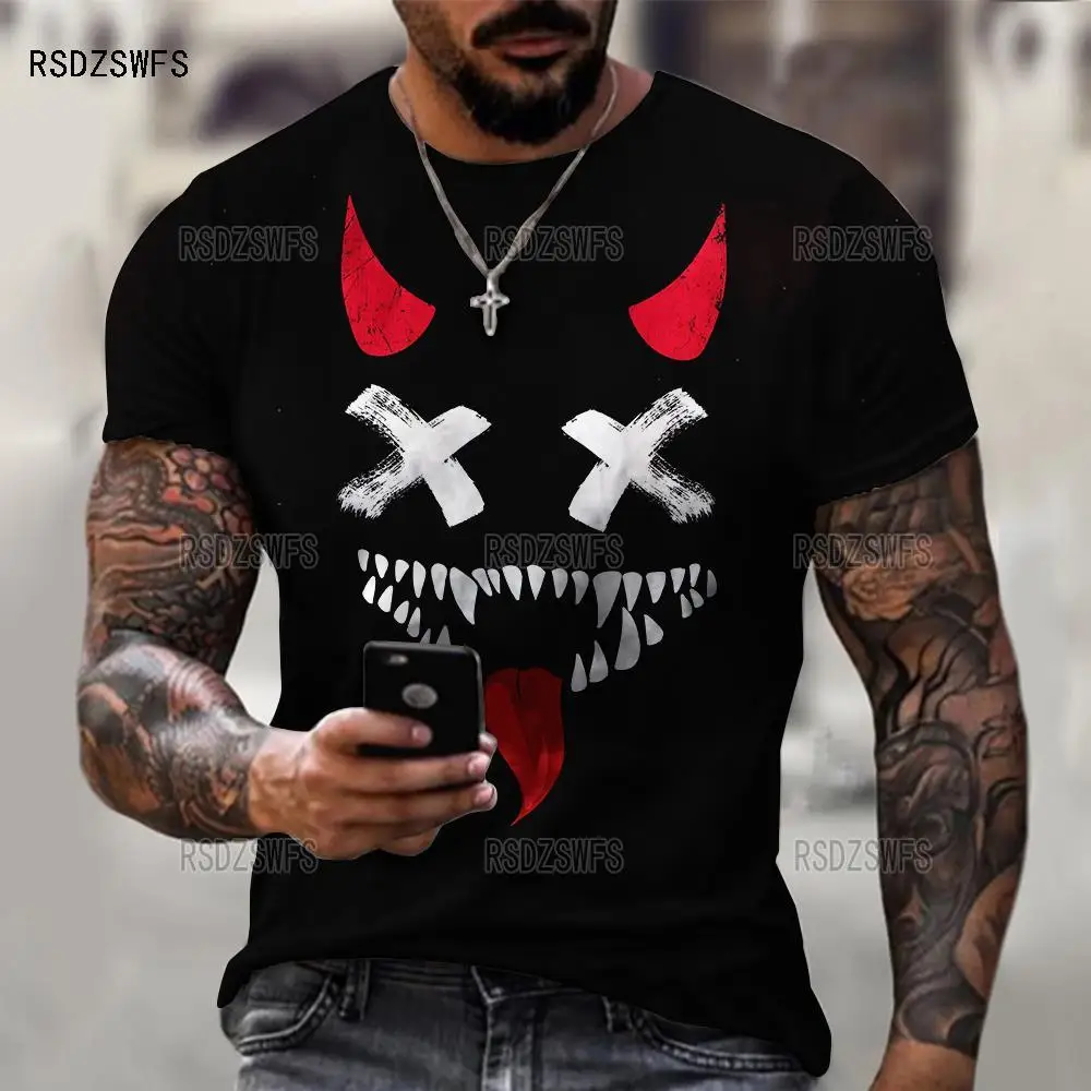 Футболка XOXO мужская с 3D-принтом черепа, уличная тенниска в стиле рок/панк, модная повседневная майка оверсайз с коротким рукавом, лето