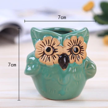 

Creative 6pcs Ceramic Owl Pot Succulent Plant Pot Cactus Thumb Flower Pot Container Planter Bonsai Pots