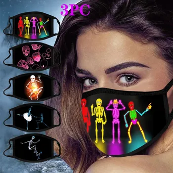 

Unisex Halloween Print Face Mask Mascarillas Washable and Reusable Mouth Mask Warm Windproof Protection Face Mask Masque
