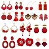 Pendientes de gota geométricos para mujer, aretes geométricos redondos de Color rojo para mujer, flor de perla, cereza, aretes de boda, borla, joyería 2022 ► Foto 1/6