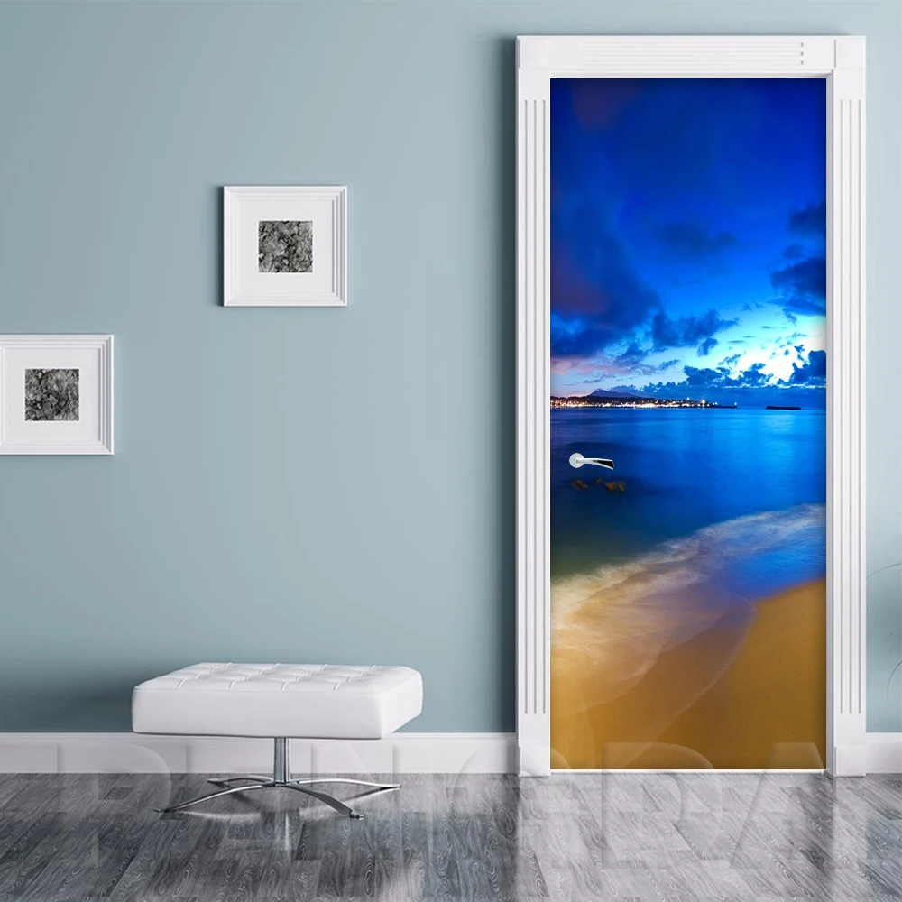 Наклейки на стену 3D Шаг 2 шт Дверь стикер природа пейзаж DIY самоклеящаяся водонепроницаемая бумага плакат печать художественные картинки домашний декор - Цвет: Door YXCV2716-06