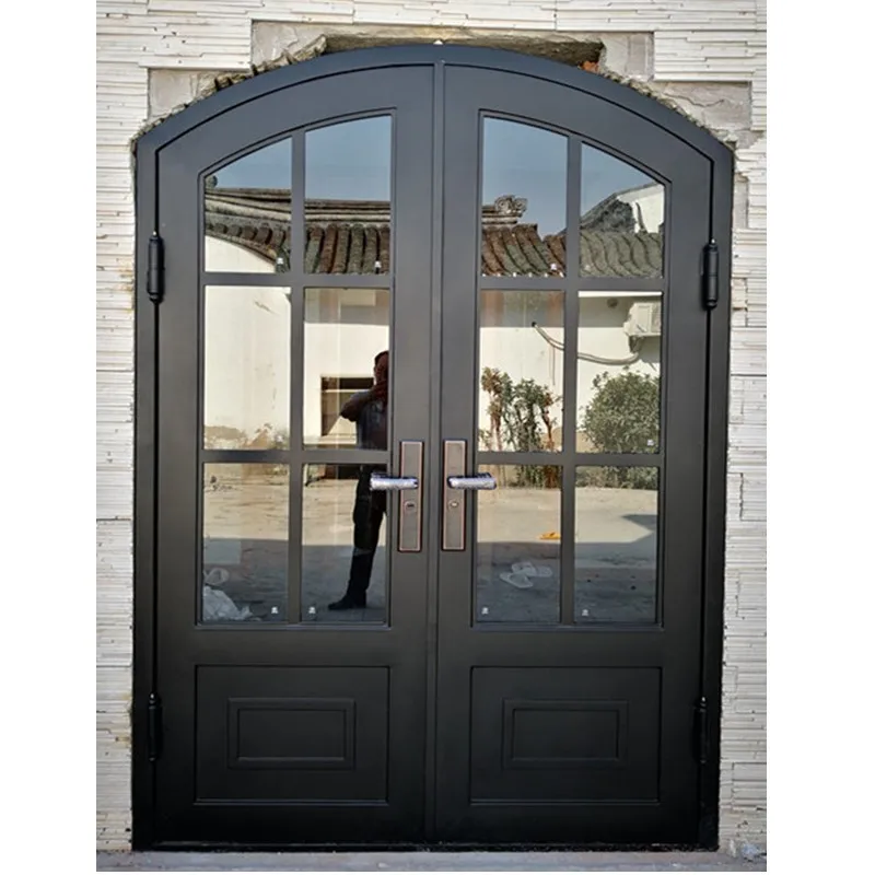 

Clear Glass Wrought Iron Double Door Design