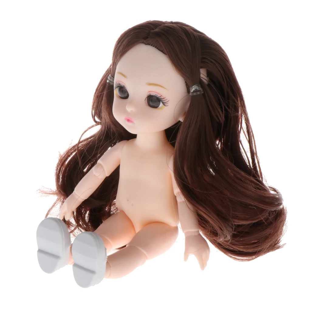 Lovely 13 Moveable Ball Joints 1/12 BJD Mini Girl Doll 3D Eyes DIY Supplies Birthday Gift  Pink Yellow Silver Hair Dolls Toy