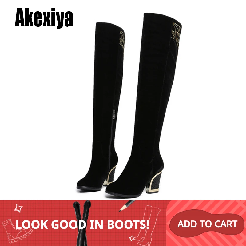 MORAZORA new arrival over the knee boots women solid colors winter boots round toe square heels long boots casual shoes