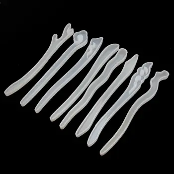 

8Pcs DIY Classical Hairpin Silicone Mold Hair Sticks Jewelry Making Resin Craft Dried Flower Resin Decorative DIY Hand Crafts