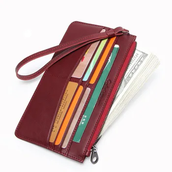 

Long Women Wallet Genuine leather Purse zipper clutch wallet female purse for lady Multi-function card holder cellphone bag B21