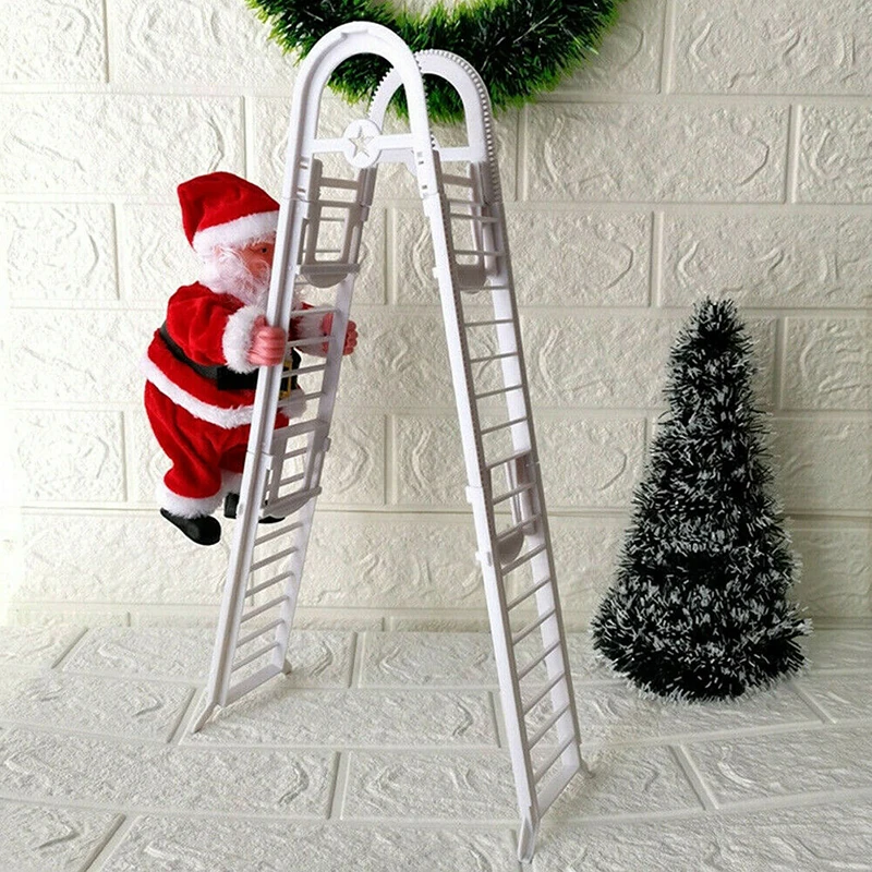 Прекрасный Электрический Санта-Клаус, альпинистская лестница, кукла, музыка, креативный Рождественский Декор, детская игрушка, подарок, Рождественское украшение для дома