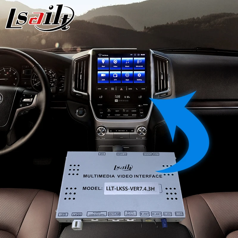 Pin-pin для Android/carplay интерфейсная коробка для Toyota Land Cruiser LC200 13-20 видео интерфейс с GVIF LVDS зеркальная ссылка