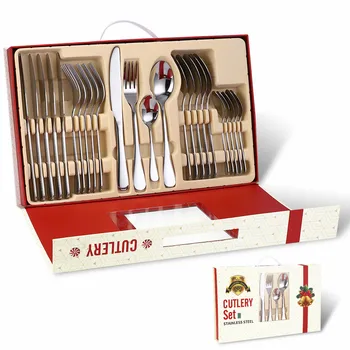 

Black Tableware Set Stainless Steel Cutlery Set 24 Piece Cutlery Set Box Forks Knives Spoons Dinnerware Set Gold Dinner Set New