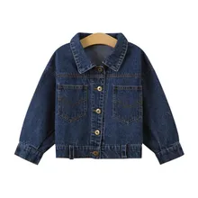DFXD/Коллекция года, Корейская Осенняя джинсовая куртка с длинными рукавами для девочек детская одежда верхняя одежда для девочек от 3 до 12 лет, повседневные джинсовые синие пальто для девочек-подростков