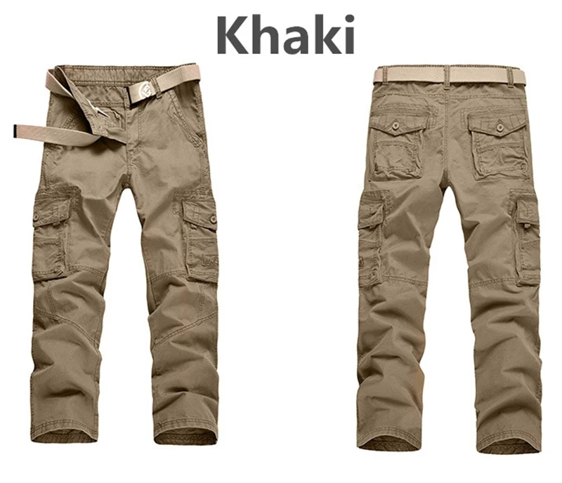 Повседневные мужские легкие тактические брюки карго, мужские хлопковые эластичные брюки с множеством карманов, мужские FSN-381 - Цвет: Khaki