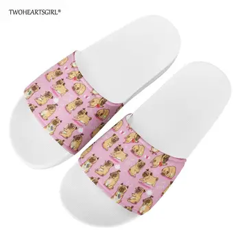

Women Slippers Pink Summer Shoes Casual Slip On Puppy Pug Dog Print Slides Ladies Flip Flops Female Indoor Shoes Pantoufle Femme