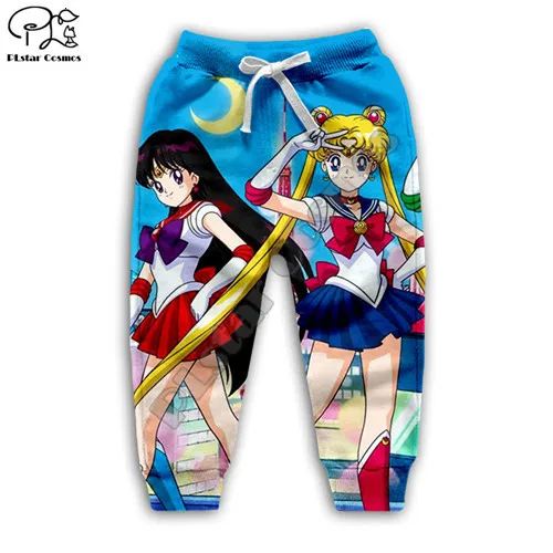 kids pants Детская одежда для маленьких девочек толстовка с капюшоном с 3D принтом «Сейлор Мун» и «Галактика» для дочки футболка с радугой пуловер на молнии для малышей 9 - Цвет: kids pants