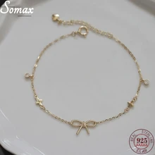 925 Sterling Silver Plated 14K Gold Bracelet Female Twist Bow Knot Four-leaf Clover Simple Temperament Hand Jewelry Accessories