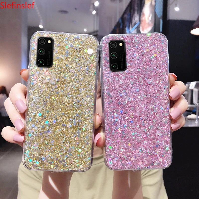 Силиконовый чехол с блестками для Huawei P40 P30 P20 Lite Mate 30 20 Pro Nova 6 5 Honor V30 Y9 2018|Бамперы| |