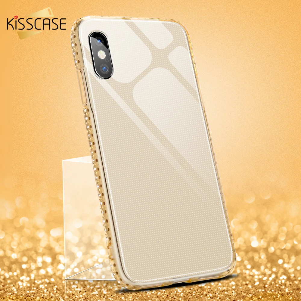

KISSCASE Rhinestone Glitter Phone Case For Samsung Note 9 S9 S9 Plus Back Cover Soft TPU Transparent Phone Cases телефонные чехл