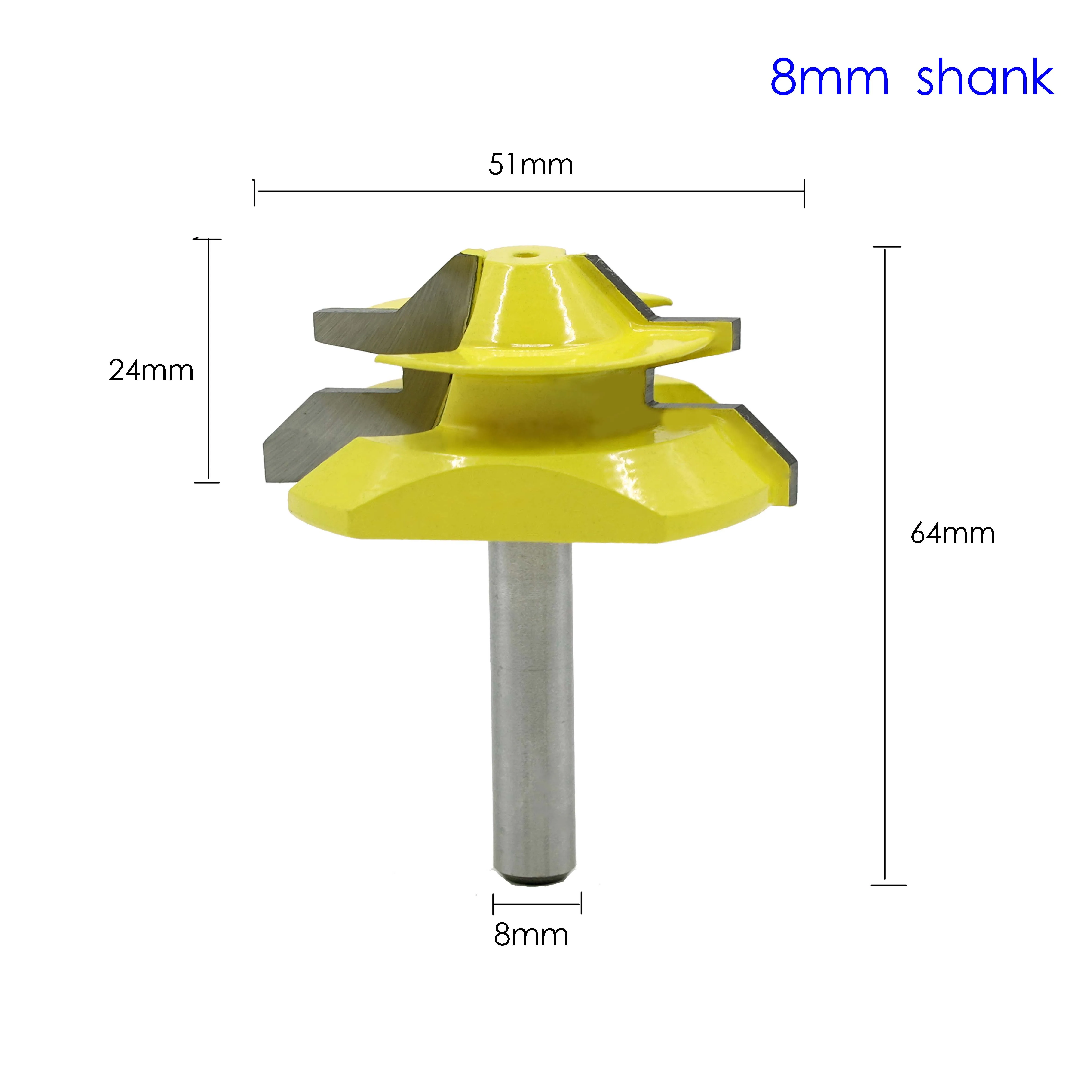 1pc 8*2mm Shank Lock Miter Router Bit 45 Degree Woodworking Tenon Milling Cutter Tool Drilling Milling For Wood Carbide