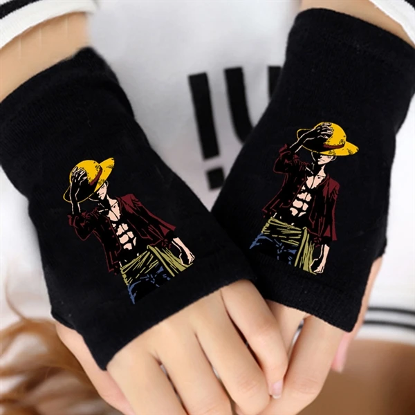 Одна штука, Luffy, крутые, аниме, перчатки на пол пальца, хлопок, теплые, без пальцев, перчатки, косплей, варежки, унисекс, новые подарки