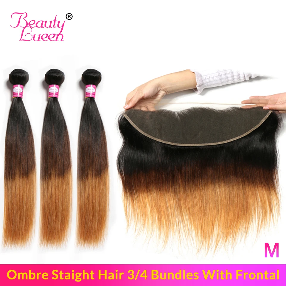 

Honey Blond Ombre Straight Hair 3/4 Bundles With Frontal Peruvian Hair Bundles With Frontal Closure Remy Human Hair Bundles