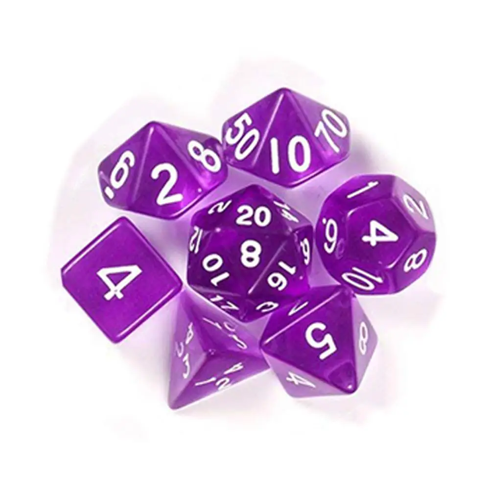 purple Kuulee 7 шт./компл. Прозрачный Многогранные кости набор для Подземелья и Драконы Pathfinder D&D ролевой игры(D4 D6 D8 D10 D12 D20 D - Цвет: purple