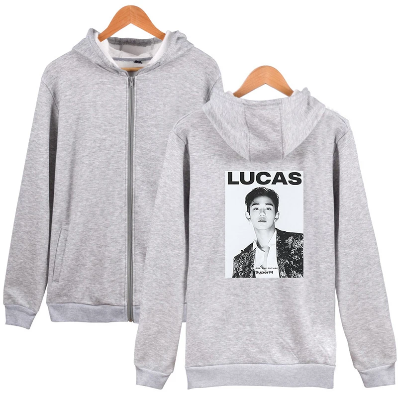 

Модная супертолстовка с капюшоном Kpop LUCAS, уличный стиль, хип-хоп, мужские и женские толстовки на молнии, куртка с длинным рукавом, модель Спортивная толстовка с капюшоном Top