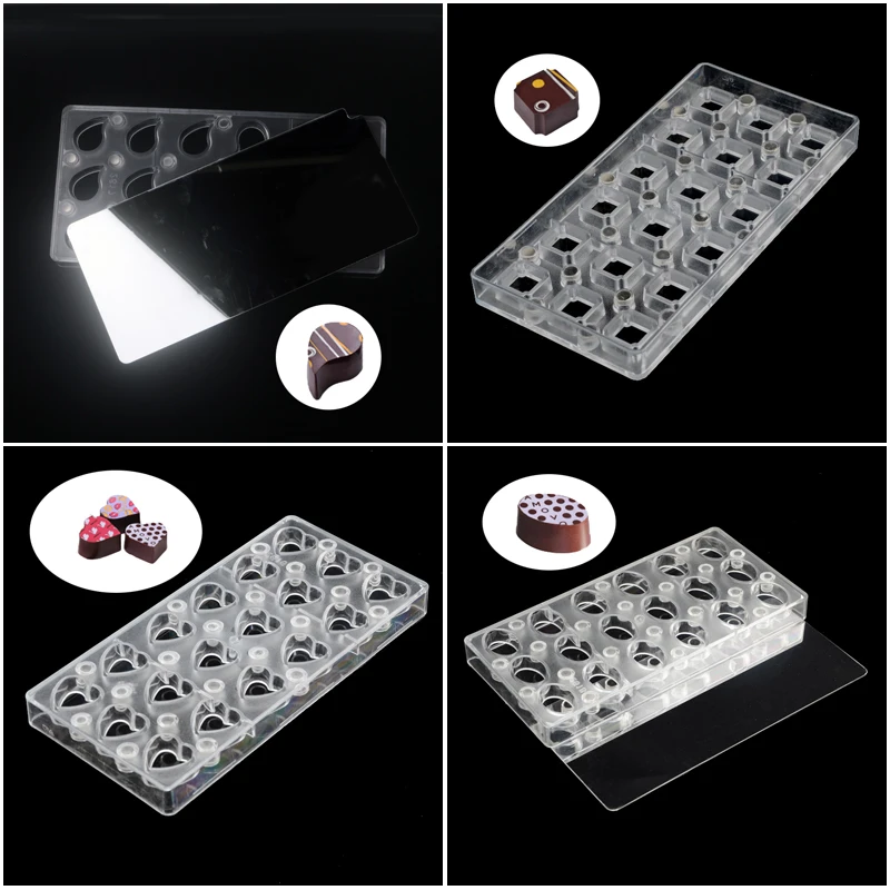 SHENHONG 7 Styles Polycarbonate Chocolate Mold PC Candy Forms Magnetic Stainless Steel Transfer Plate Choco Mould Baking Tools | Дом и сад