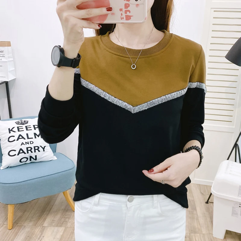 Shintimes 2022 Striped Sweatshirt Women Spring Autumn Pullover Colorblock Long Sleeve Top Korean Clothes White Vetement Femme