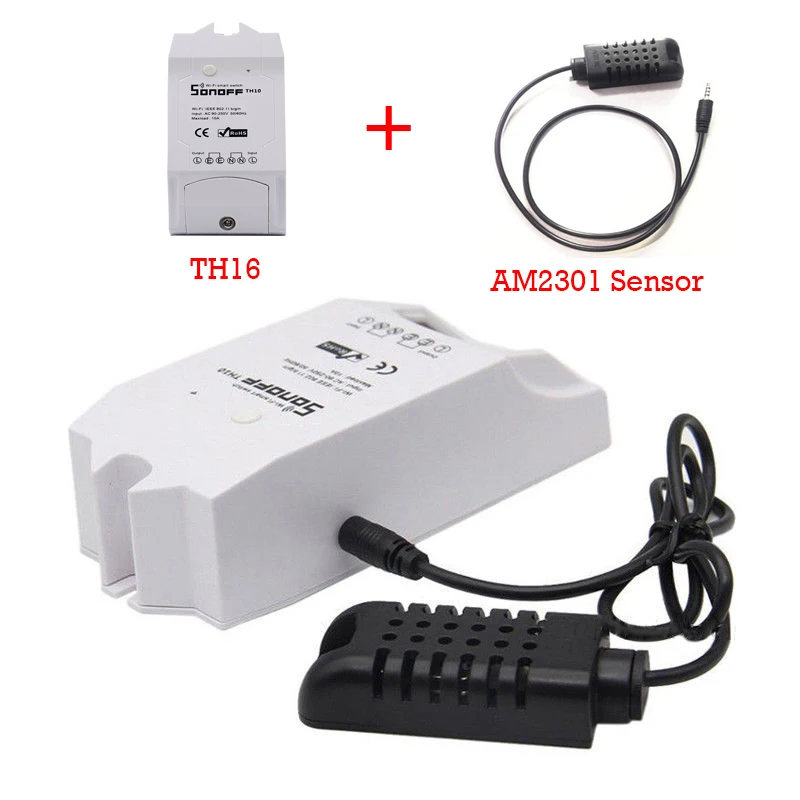 TH16 add AM2301 Sonoff TH10/TH16 умный дом Wi-Fi переключатель температура монитора Датчики влажности работа с Alexa Google Home Управление по eWeLink - Комплект: TH16 add AM2301
