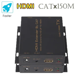 

HDMI-CAT-HDMI extender 150M Over Cat 6 Cat 7 Ethernet Cables 4K@60Hz HDMI to HDMI Connector Converter US EU Plug IR Extender