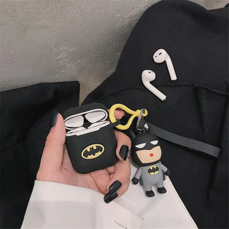Marvel мультфильм аниме Airpods силиконовый чехол Супермен, супергерой Человек-паук Бэтмен, Железный человек Bluetooth гарнитура зарядное устройство силиконовый чехол