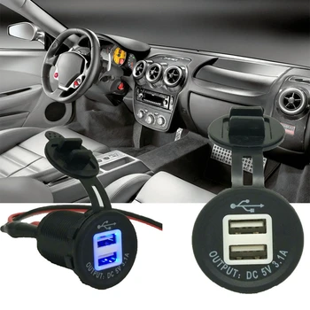 

Car Charger Adapter Auto Boat Chargers Accessory Socket Panel 2 USB Charger Power Adapters Outlet Car LED Electronics Supply