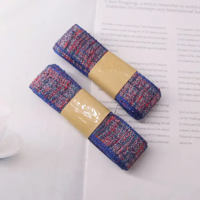 2.5cm Pattern Dress Tie Christmas Ribbon DIY Gift Wrapping Wedding Decoration Hair Accessories Bowknot Hand-Sewn Process Dark blue
