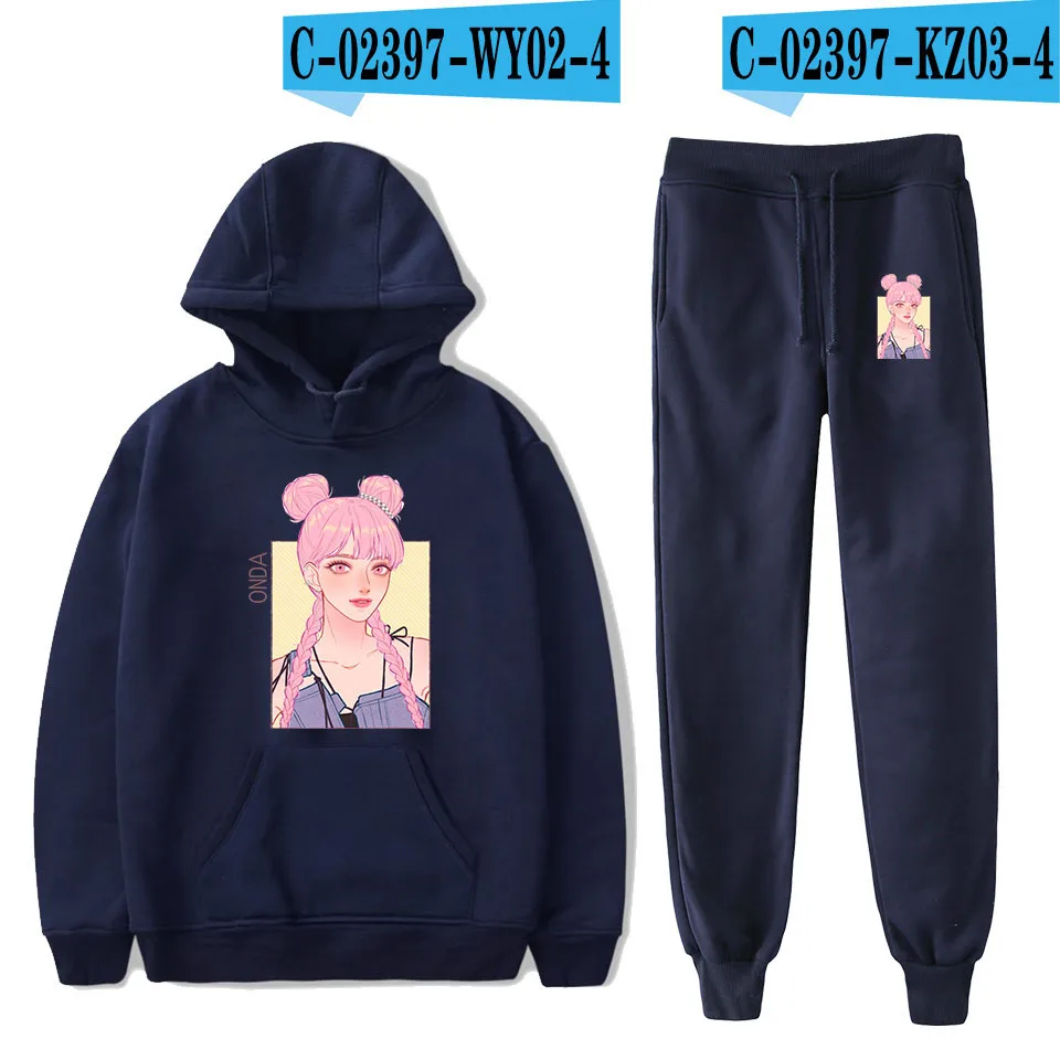 Harajuku Everglow Kpop, стиль, повседневные наборы свитшотов, спортивные толстовки, толстовки+ брюки Харадзюку, мужские/женские комплекты - Цвет: WY02KZ03