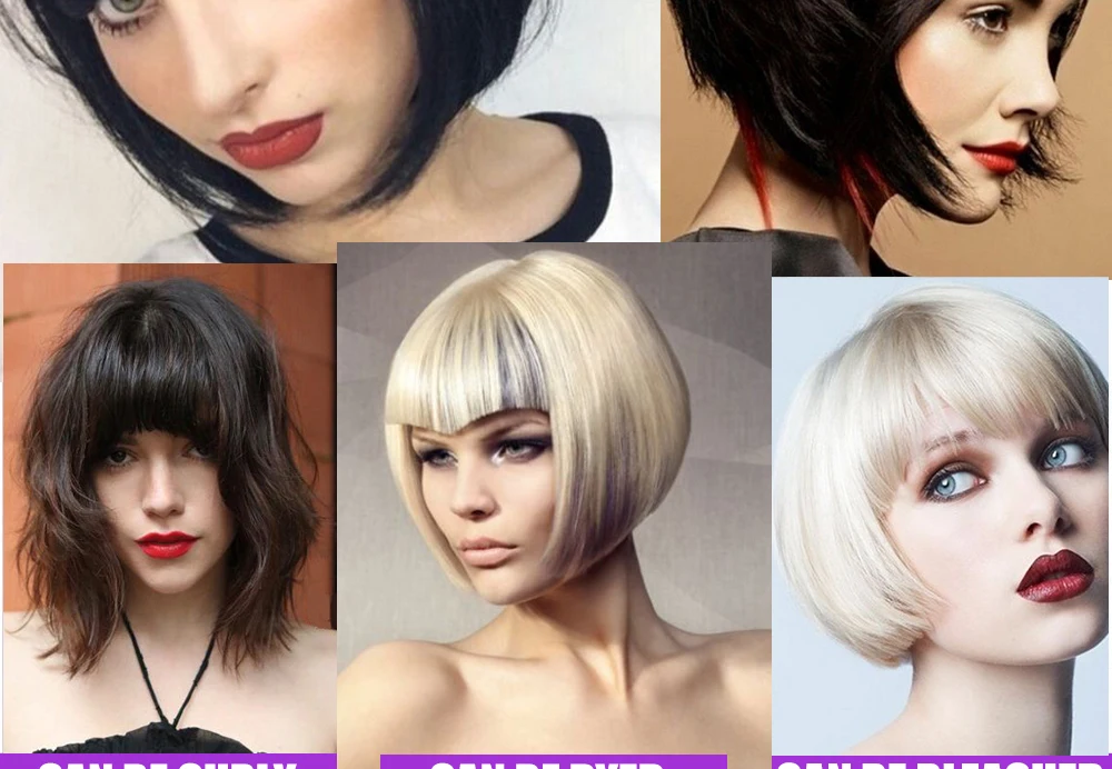 Perucas de Cabelo Brasileiro com Franja Peruca com Franja para as Mulheres Humano Reta Negras Remy Cabelo Completo Máquina Peruca Bang Curto Bob 100% 9 Perucas de cabelo humano brasileiro com franja