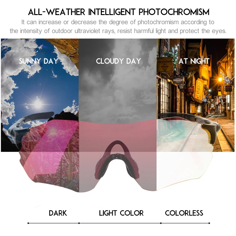 Profession Photochromic Red Riding Mirror Mountain Bike Goggles Cycling Eyewear Bicycle Sunglasses Cycling Glasses