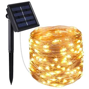 

300 Lamp Solar-powered String Lights 150led Copper Lamp Copper Wire Silver Ornamental Festoon Lamp Courtyard Christmas Holiday S