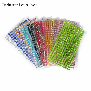 

260Pcs /set 6mm Acrylic Crystal Sticker Decal Rhinestone Wall Smooth surface decoration Stickers diamond Tattoo
