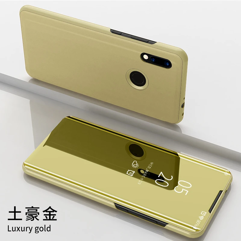 Для zte V10 Vita чехол, зеркальный флип-чехол, кожаный чехол для телефона zte Blade V10 Vita, защитный чехол для телефона с подставкой - Цвет: Gold
