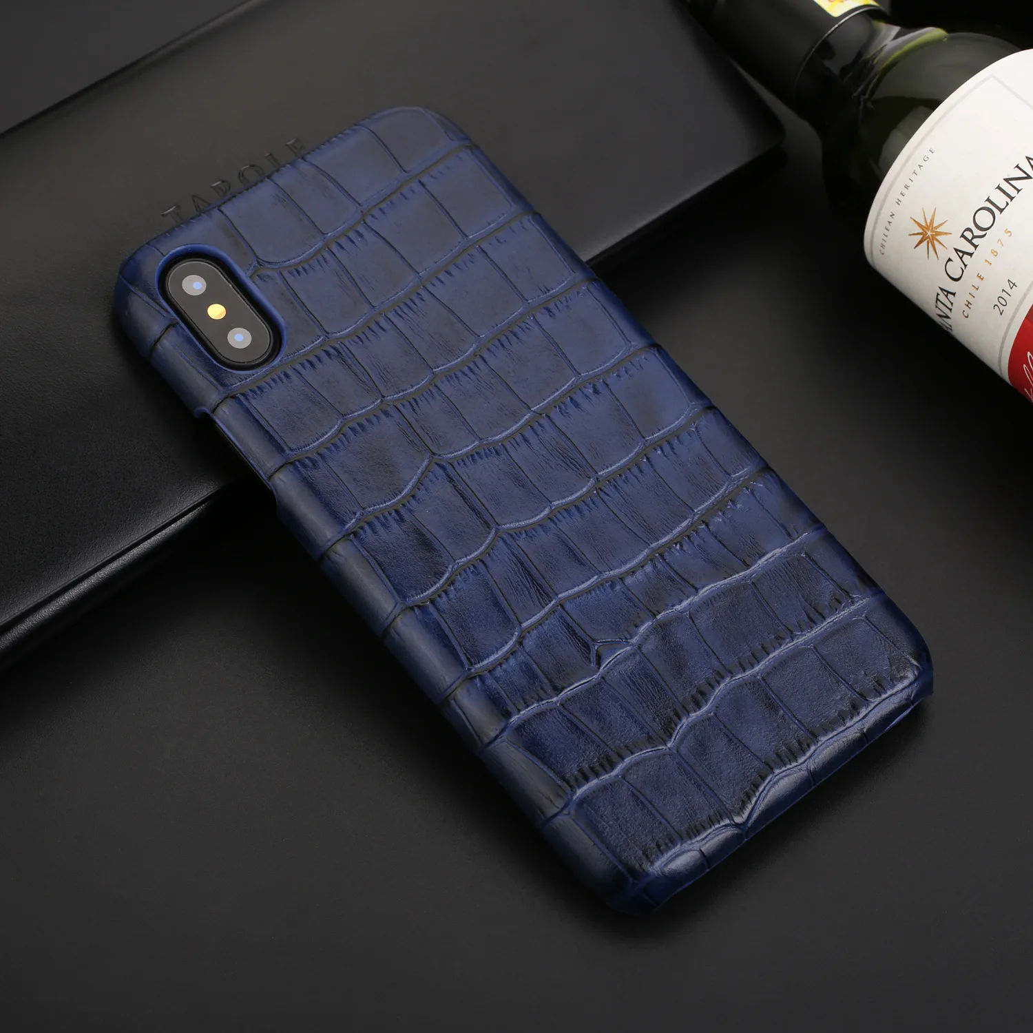 Простой чехол из натуральной кожи для iPhone X XS 11 Pro Max XR, чехол для iPhone 6 6S 7 8 Plus, роскошный чехол из крокодиловой кожи для телефона - Цвет: Синий