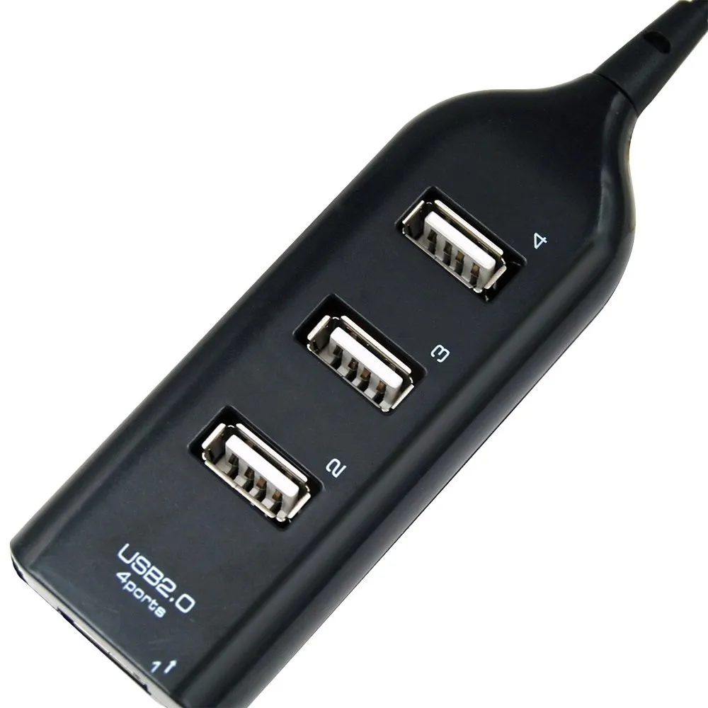 Высокое качество 4 Порты и разъёмы Mini USB 2,0 хаб для портативных ПК высокое Скорость 480 Мбит/с черного цвета