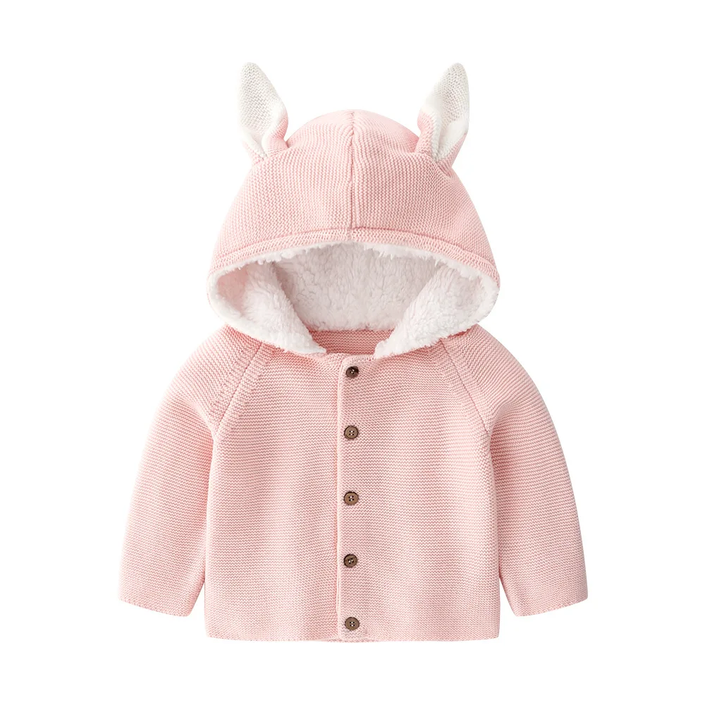 Spring And Autumn New Style Men And Women Baby Yarn Coat Rabbit Eared Hooded Knitted Cardigan Korean-style Whole Cotton Thr