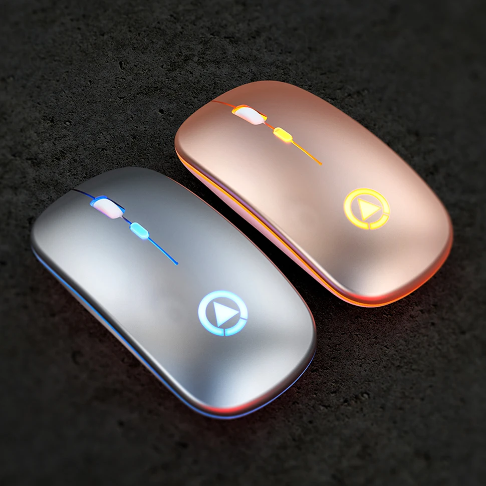 

USB Wireless Mouse Slim LED Light Computer Gaming Mouse Silent RGB Mause Rechargeable Mouse Ergonomic Laptop Desktop Mice