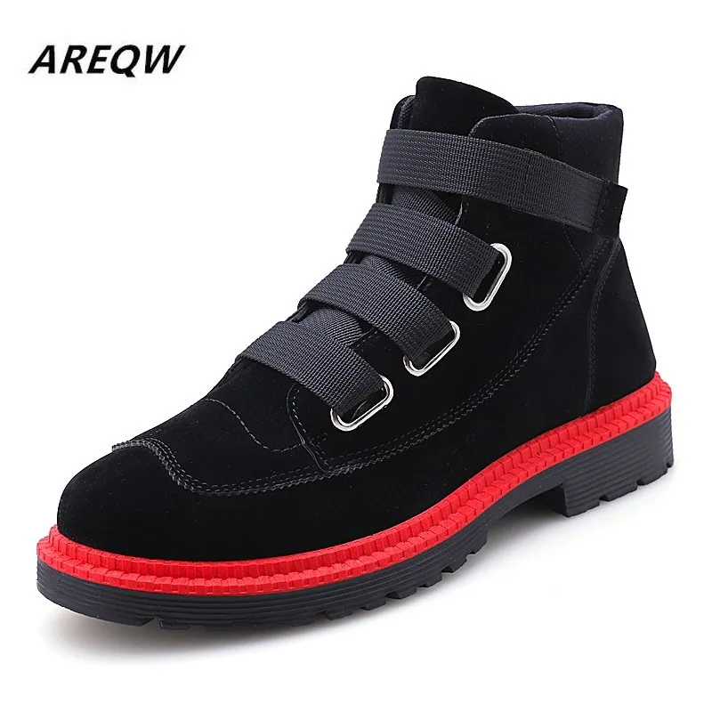

2019 Men's Autumn and Winter Shoes Warm Sneakers Solid Color Round Head British Wind Martin Boots Fashion Flat Men's Boots