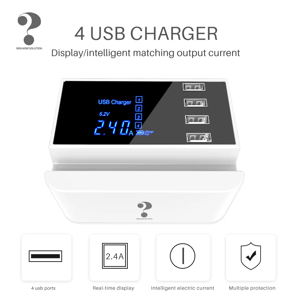 Смарт USB зарядное устройство настенный адаптер станция концентратор светодиодный дисплей Мобильный телефон настенное зарядное устройство для iPhone samsung с зарядным устройством подставка держатель