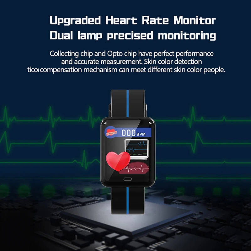 Color Touch Screen IP67 Waterproof Smart Watch Pedometer Heart Rate Blood Pressure Monitor Android IOS Fitness Smart Bracelet