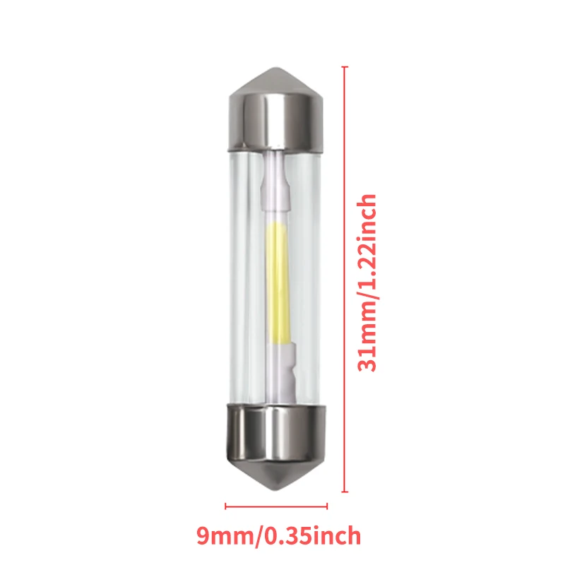 thumbnail image 1 of 4 bombillas LED de 31 MM, 36 MM, 39 MM, 41 MM, C5W, C10W, COB, de cristal, para puerta de maletero, luz de matrícula de coche, 6000 K, 12 V, 1 of 5