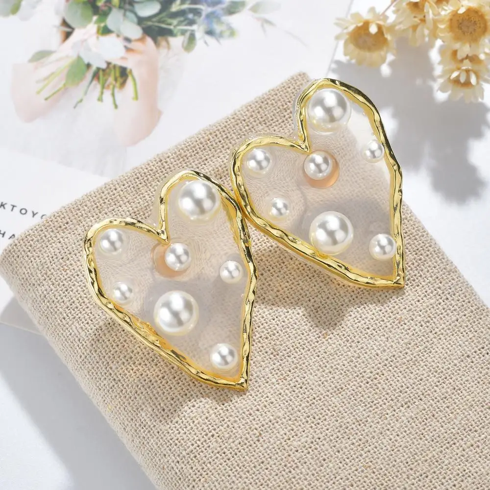 Модная полимерная прозрачная серьга в форме сердца для женщин богемная подвеска